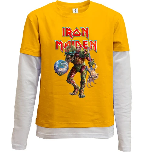 Комбинированный детский лонгслив, желтый, Iron Maiden - The Final Frontier (2)