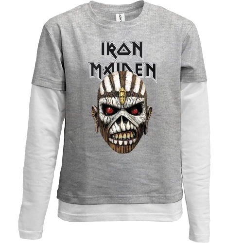 Комбинированный детский лонгслив, серый, Iron Maiden - The Book of Souls (2)