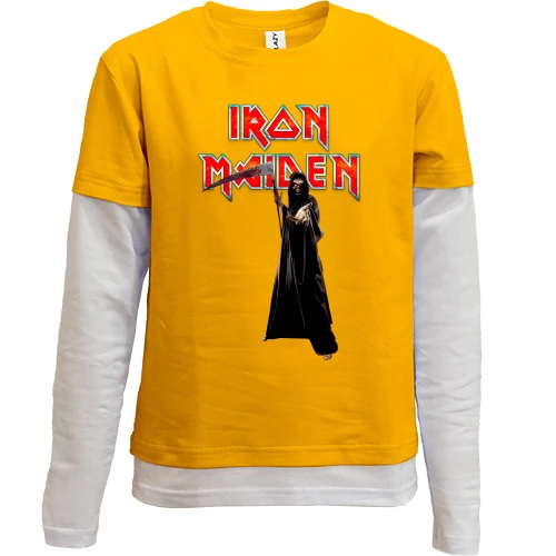 Комбинированный детский лонгслив, желтый, Iron Maiden - Dance of Death