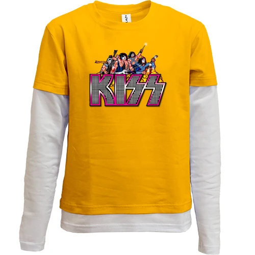 Комбинированный детский лонгслив, желтый, KISS Band