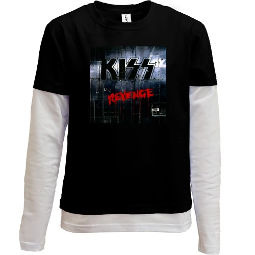 Комбинированный детский лонгслив, черный, KISS Revenge