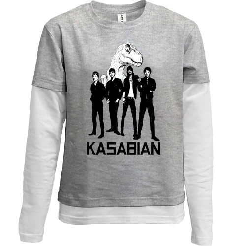 Комбинированный детский лонгслив, серый, Kasabian - Velociraptor! (2)