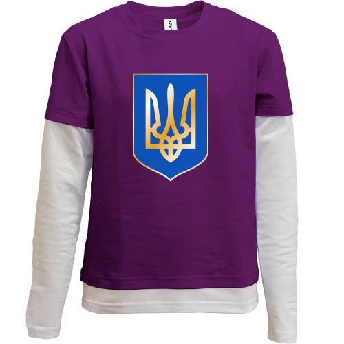 Комбинированный детский лонгслив с гербом Украины (2)