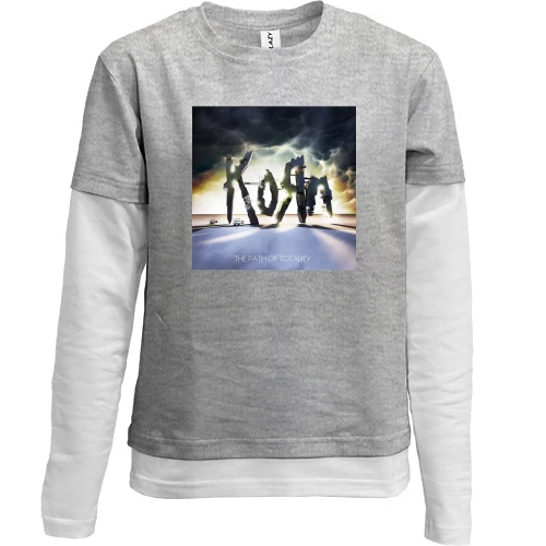 Комбинированный детский лонгслив, серый, Korn - The Path of Totality