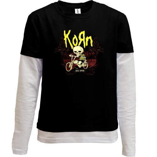 Комбинированный детский лонгслив, черный, Korn - EAST 1993