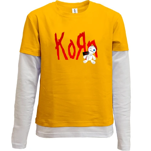 Комбинированный детский лонгслив, желтый, Korn Doll