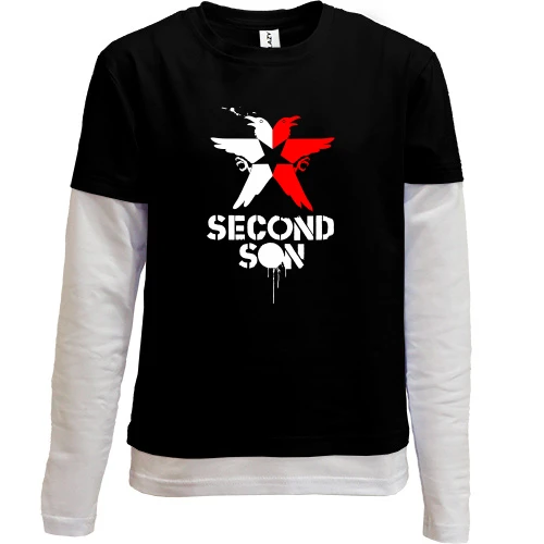 Комбинированный детский лонгслив, черный, Second son