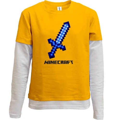 Комбинированный детский лонгслив, желтый, Мечь Minecraft