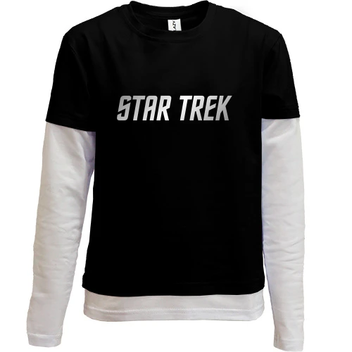 Комбинированный детский лонгслив, черный, Star Trek (надпись)