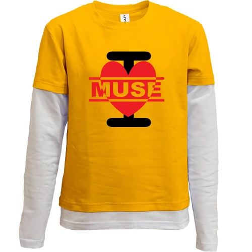 Комбинированный детский лонгслив I love Muse
