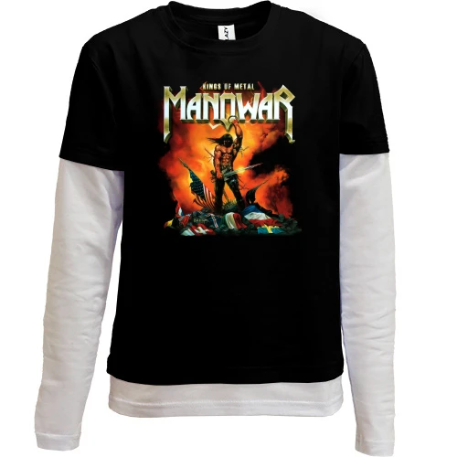Комбінований дитячий лонгслів, чорний, Manowar - Kings of Metal