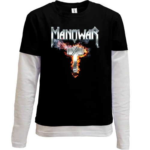 Комбінований дитячий лонгслів, чорний, Manowar - The Lord of Steel