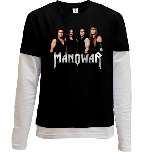 Комбінований дитячий лонгслів, чорний, Manowar Band