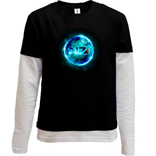 Комбинированный детский лонгслив, черный, Mass Effect N7 (2)