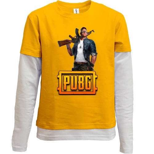 Комбинированный детский лонгслив, желтый, с персонажем PUBG