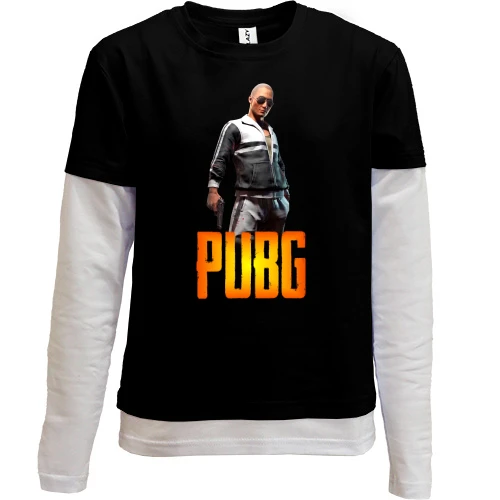 Комбинированный детский лонгслив, черный, с персонажем PUBG (2)