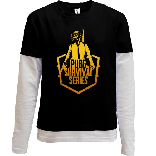 Комбинированный детский лонгслив, черный, PUBG Survival series
