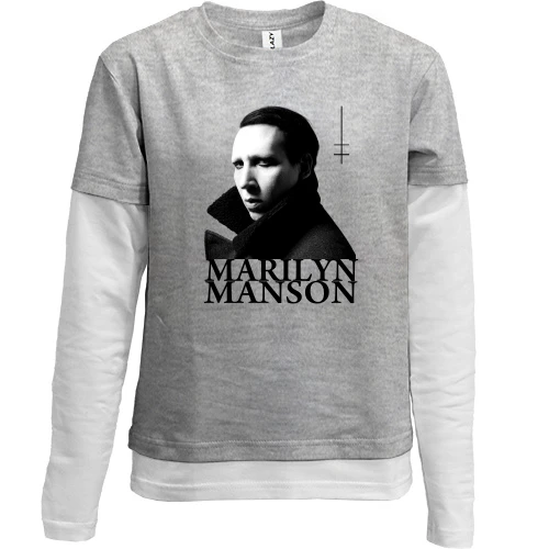 Комбинированный детский лонгслив Marilyn Manson - Heaven Upside Down