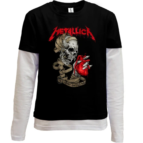 Комбінований дитячий лонгслів, чорний, Metallica (Heart Explosive)
