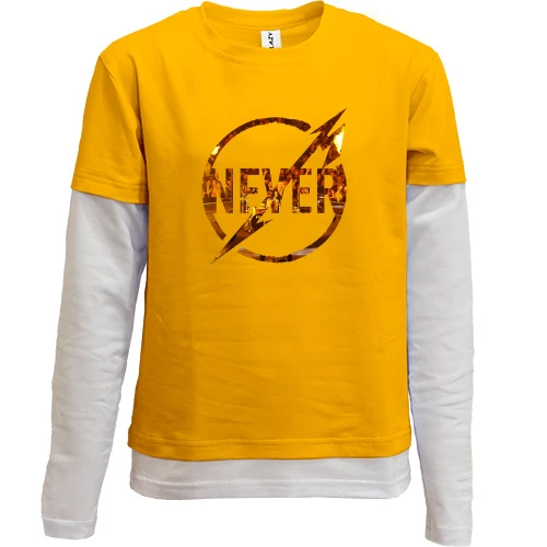 Комбінований дитячий лонгслів, жовтий, Metallica Never