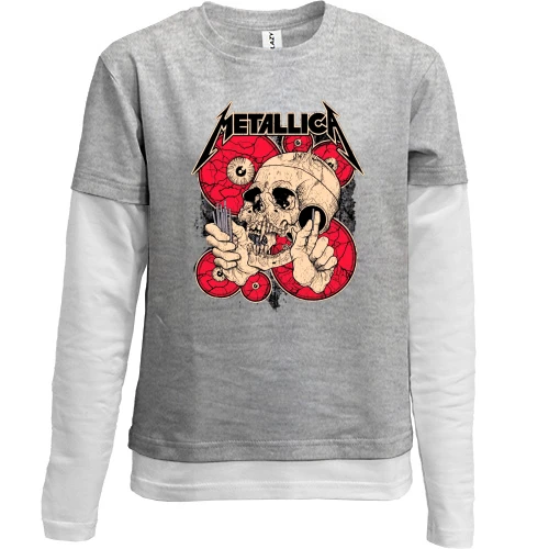 Комбинированный детский лонгслив Metallica (арт череп)