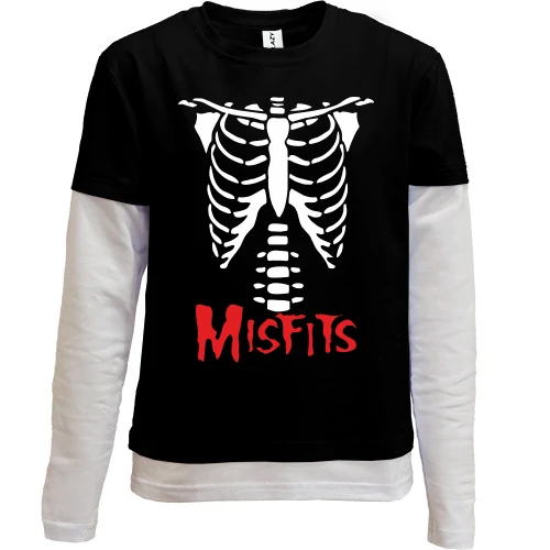 Комбінований дитячий лонгслів, Чорний, скелет Misfits