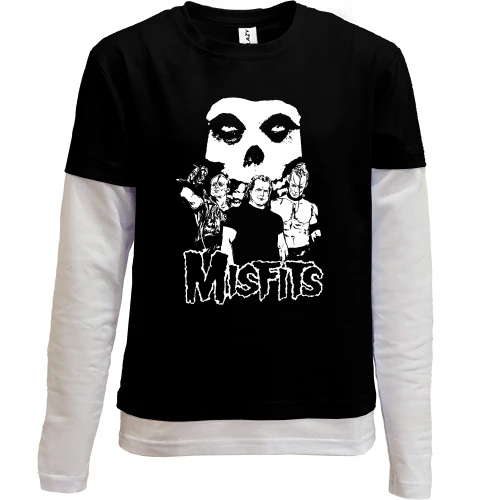 Комбинированный детский лонгслив, черный, Misfits Band (2)