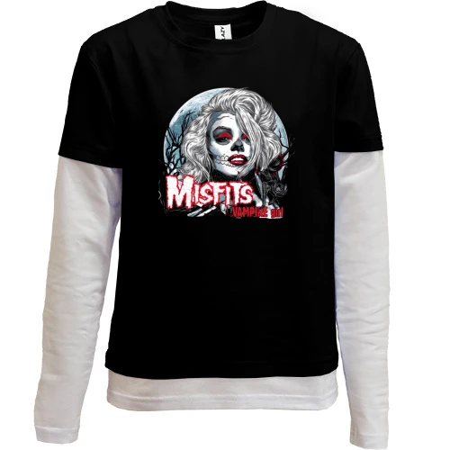 Комбинированный детский лонгслив, черный, Misfits Vampire girl