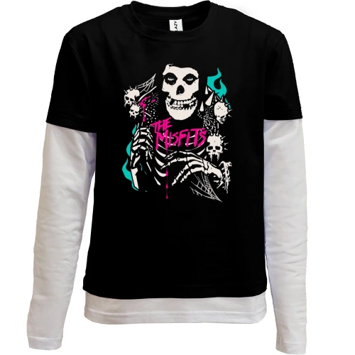 Комбинированный детский лонгслив, черный, The Misfits Art