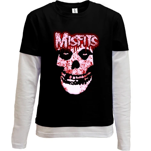 Комбинированный детский лонгслив, черный, The Misfits (с кровью)