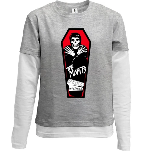 Комбинированный детский лонгслив, серый, The Misfits Horror Business