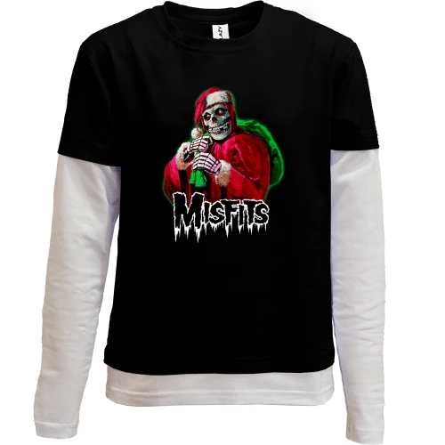 Комбинированный детский лонгслив, Черный, The Misfits Santa