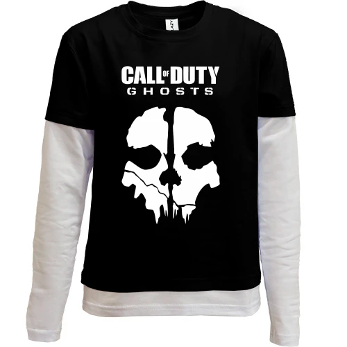 Комбинированный детский лонгслив, черный, Call of Duty Ghosts (Skull)
