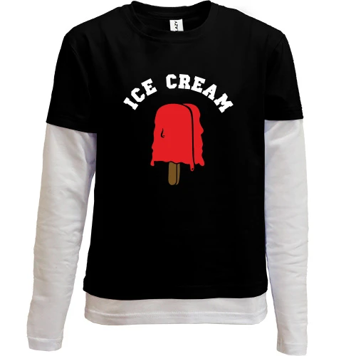 Комбинированный детский лонгслив, черный, Мороженое Ice Cream