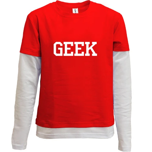Комбинированный детский лонгслив, красный, Geek (гик)