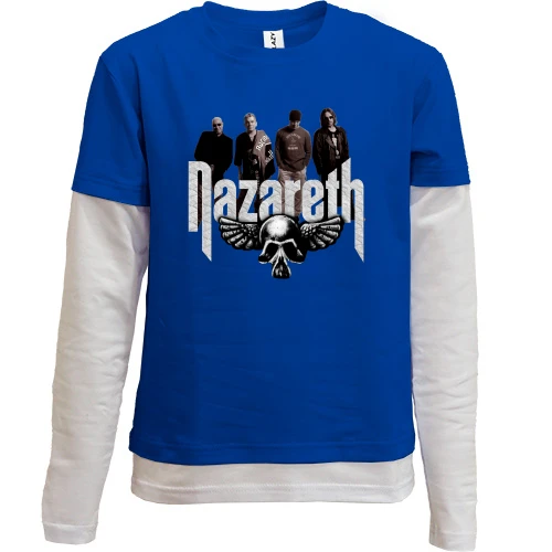 Комбінований дитячий лонгслів, синій, Nazareth Band
