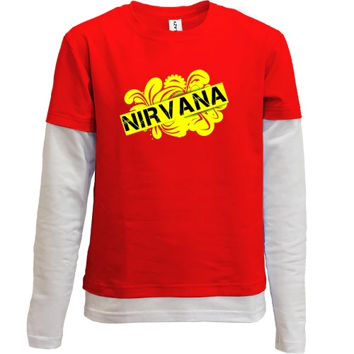 Комбинированный детский лонгслив, красный, Nirvana Арт