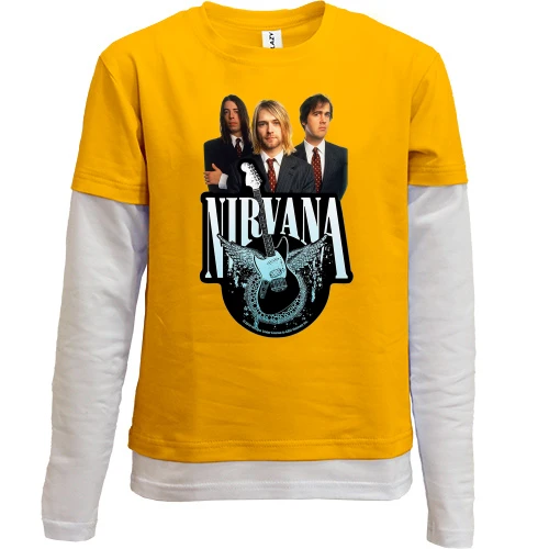 Комбинированный детский лонгслив, желтый, Nirvana Band