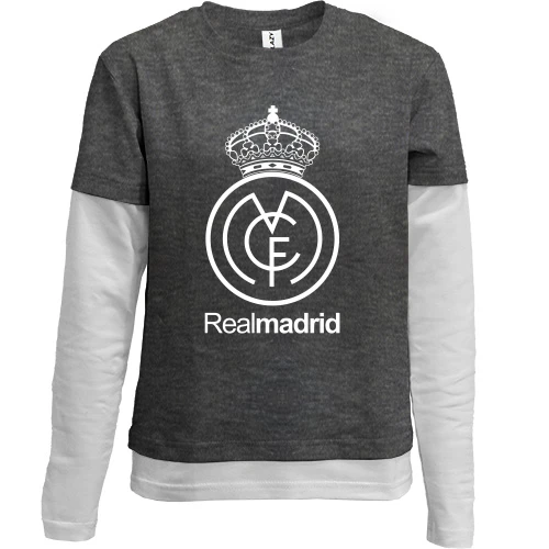 Комбинированный детский лонгслив, черный, с белой эмблемой Real Madrid