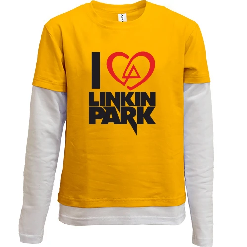 Комбінований дитячий лонгслів, жовтий, I love linkin park (Я люблю Linkin Park)