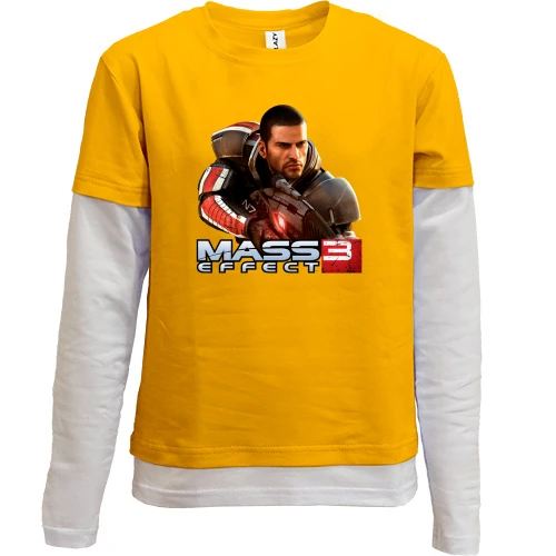 Комбинированный детский лонгслив, желтый, Mass Effect 3