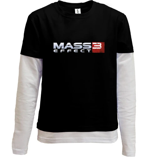 Комбинированный детский лонгслив, черный, Mass Effect 3 Logo