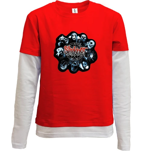 Комбинированный детский лонгслив, красный, Slipknot (3)
