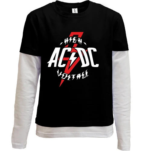 Комбинированный детский лонгслив, черный, ACDC High Voltage