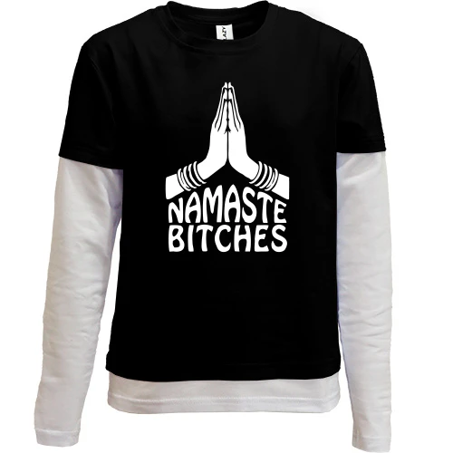 Комбинированный детский лонгслив, черный, Namaste Bitches