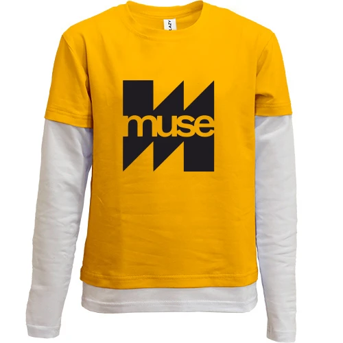 Комбінований дитячий лонгслів, жовтий, Muse Club