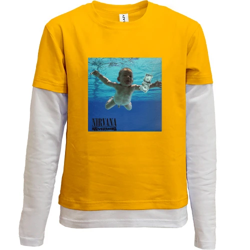 Комбинированный детский лонгслив, желтый, Nirvana Nevermind (2)