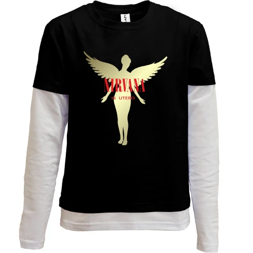 Комбинированный детский лонгслив, черный, Nirvana In Utero (2)