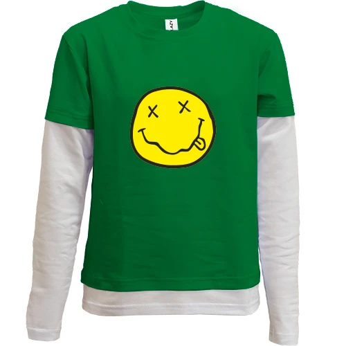 Комбінований дитячий лонгслів, зелений, NIRVANA Smile