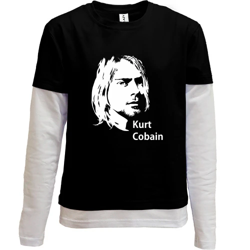 Комбинированный детский лонгслив, черный, Kurt Cobain
